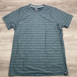 SAXX Shirt Mens Medium Blue Green DropTemp Cooling Mesh Performance Athletic Tee